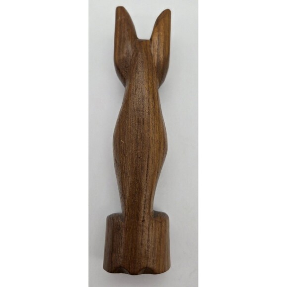 Vintage Mid Century Modern Hand Carved Teak Wood Siamese Cat Sculpture - Picture 6 of 9